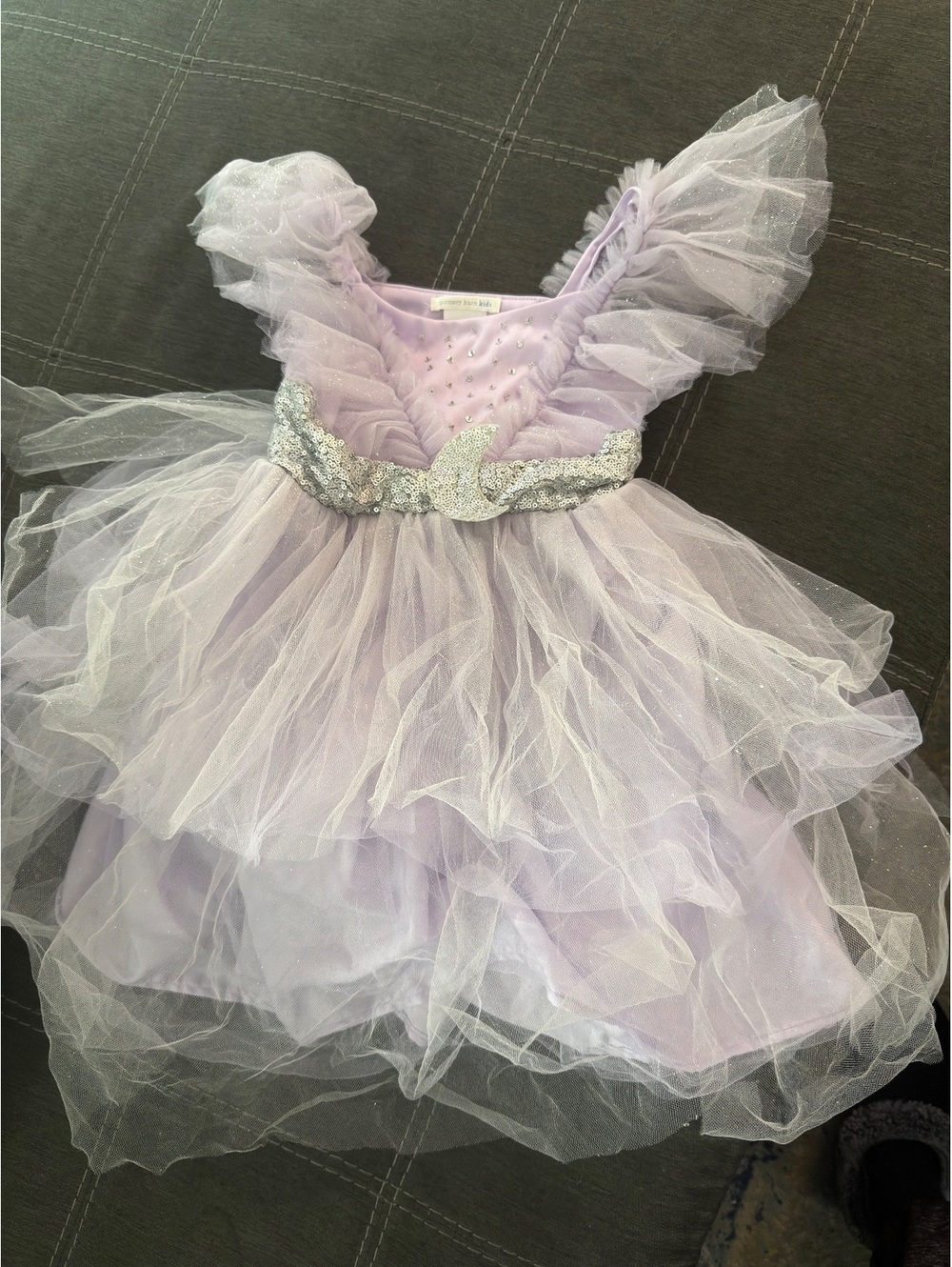 Pottery Barn Kids Lavender Tulle Fairy Princess Dress with Sequin Belt Size 4-6